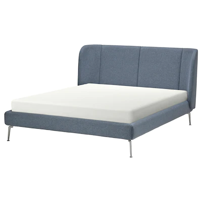 Кровать каркас с обивкой ТЮФЬЁРД Гуннаред синий 160x200 см ИКЕА, IKEA