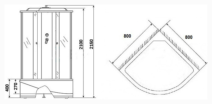 Душевая кабина NIAGARA NG-7307-14 800х800х2150 высокий поддон(40см) стекло МАТОВОЕ (NG-7307-14) - фото 2 - id-p90414397