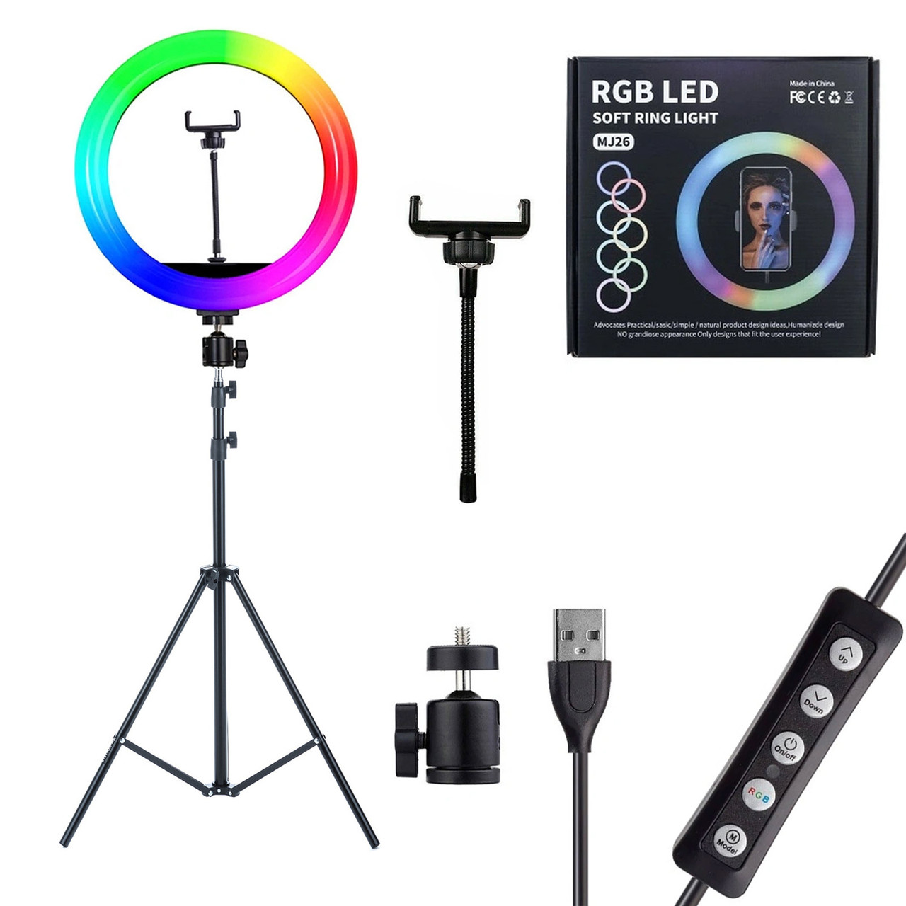 Кольцевая лампа - цветная RGB для селфи, тик-тока и др. (26 см) - фото 1 - id-p90415286