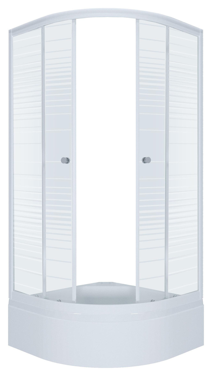 Душевой уголок Тритон Стандарт 100*100 В" средний поддон, Аква, Полосы, Белый (3 места+сифон D50мм).