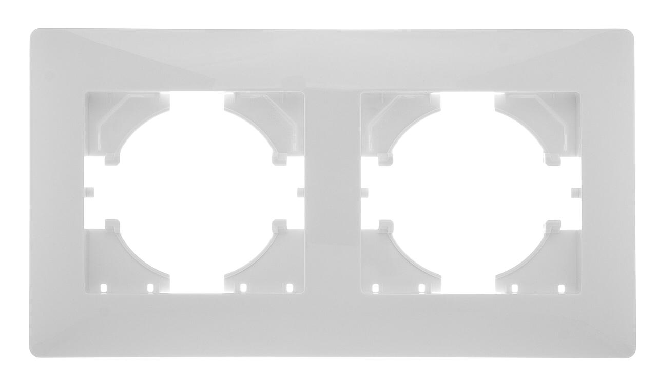 Рамка для розеток и выключателей 2-местная, цвет белый Gusi Bravo - фото 1 - id-p90451481