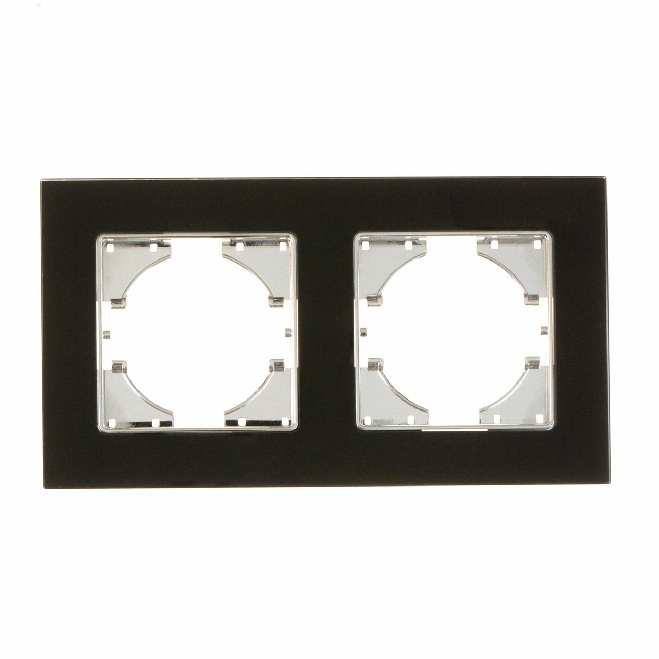 Рамка для розеток и выключателей 2-местная, стекло, цвет чёрный Gusi Ugra - фото 1 - id-p90476071