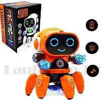 Игрушка робот на батарейках музыкальный танцующий со светомузыкой ZR142-1 оранжевый