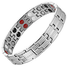 Luxor Бизнес Стандарт Silver - стальной лечебный магнитный браслет на руку от давления женский или мужской