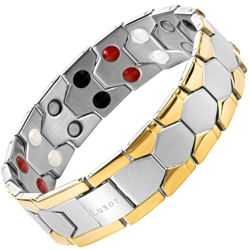 Мужской магнитный браслет на руку от давления Luxor Релакс Gold