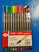 Набор капиллярных ручек Fine Line marker 12 цветов