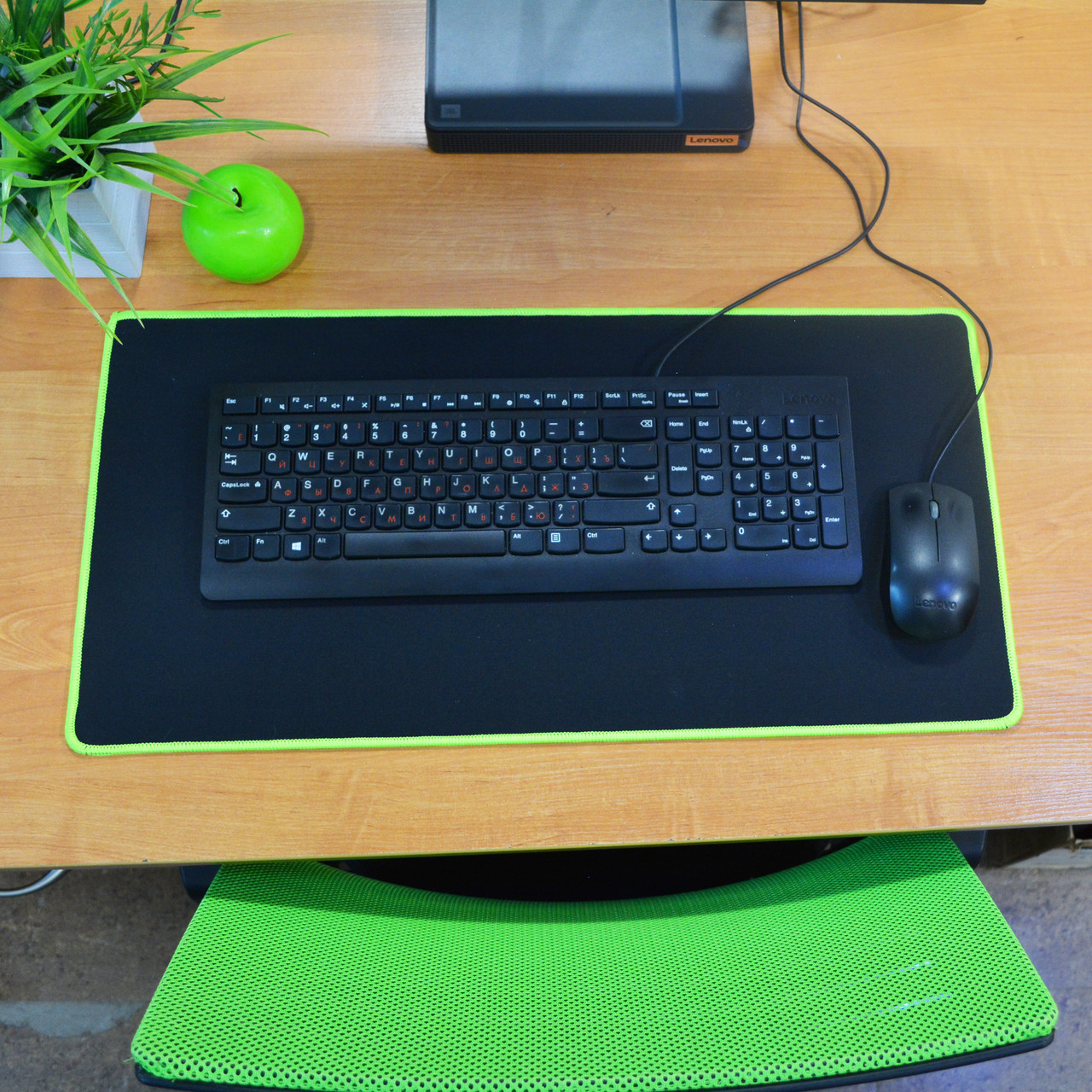 Коврик для мышки и клавиатуры черный с зеленым швом 60х30 см - фото 10 - id-p90486860