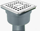 Пластиковые сливы LUX: 10х10 и 15х15см, вертикальным и горизонтальным сливом, рама и решетка нержавеющая., фото 3
