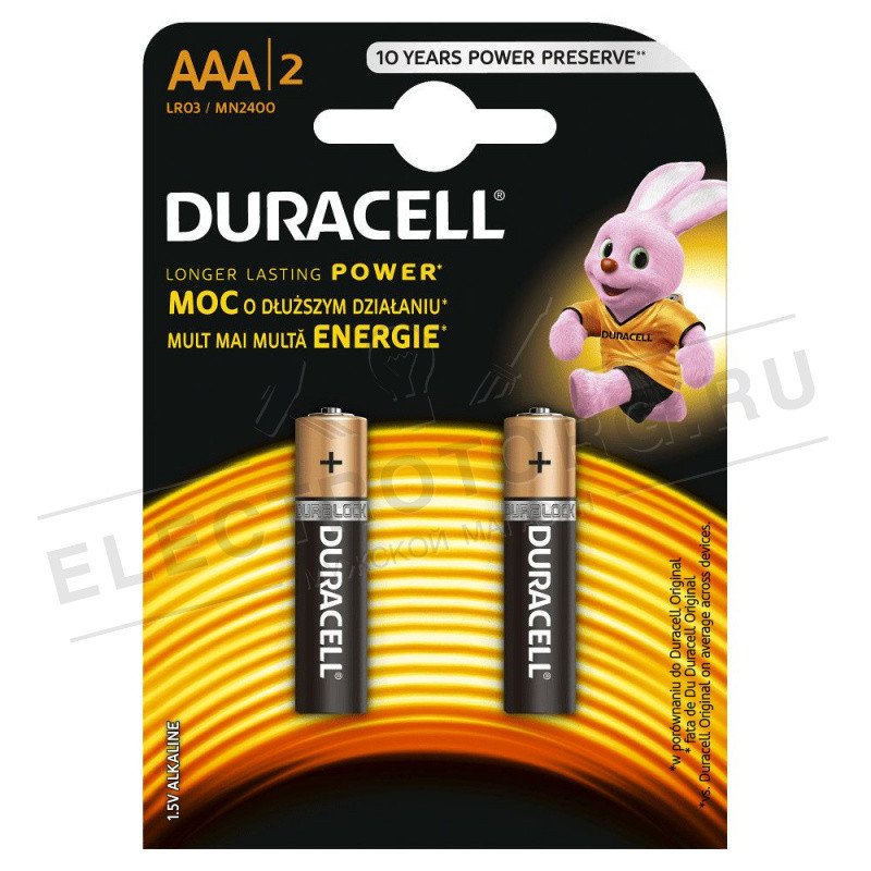 БАТАРЕЙКИ ААА 2шт. DURACELL - фото 1 - id-p90560400