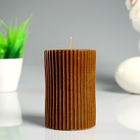 Свеча- цилиндр "Корица" с полосками, ароматическая, 7×10 см