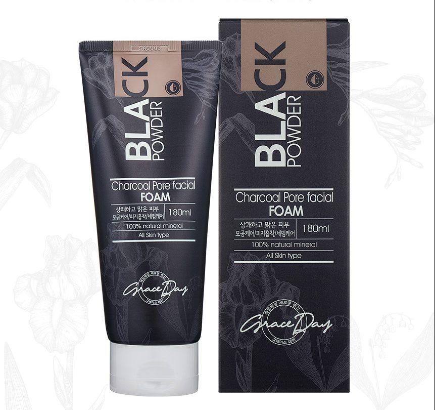 Пенка для умывания лица Grace Day Black Powder Charcoal Pore Facial Foam с черным углем