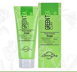 Пенка для умывания лица Grace Day Green Tea Clay Fresh Facial Foam с экстрактом зеленого чая и белой глины