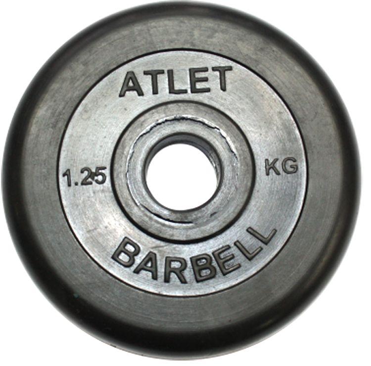 Диск олимпийский Barbell Atlet черный обрезиненный (1,25 кг) - фото 3 - id-p46799358