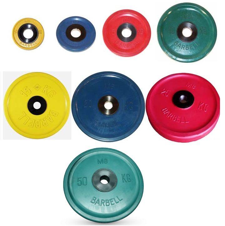 Диски обрезиненные MB Barbell Евро-классик d-51 мм цветные (15 кг) - фото 2 - id-p74111945