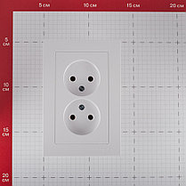 Atlas Design розетка 2-я без заземления в СБОРЕ скрытой установки белая, фото 2