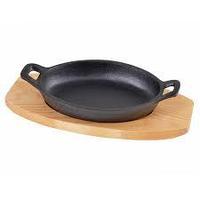 4130 FISSMAN Сковорода 12x4 см с двумя боковыми ручками на деревянной подставке (чугун)