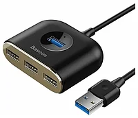 Адаптер Baseus Square round 4 in 1 USB HUB Adapter 1m CAHUB-AY01 (Черный)