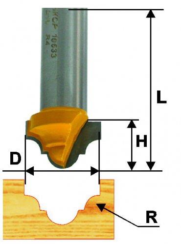 Фреза пазовая фасонная Ф19Х12,7 мм R4 мм, хвостовик 12 мм