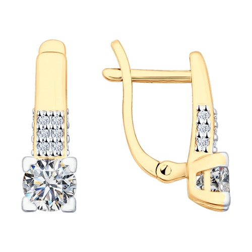 Серьги SOKOLOV серебро с позолотой, фианит swarovski , "каратник" 89020075