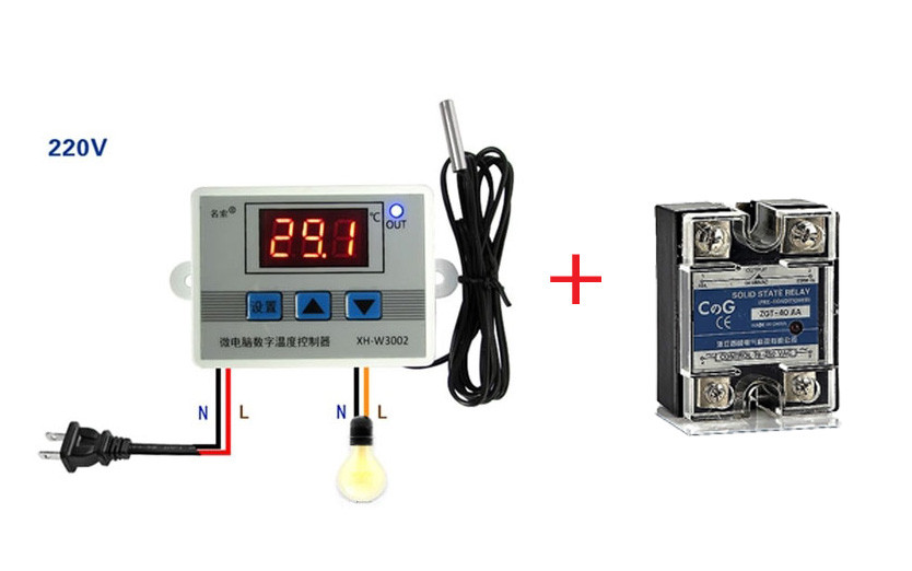 Терморегулятор электронный мощный термостат на 220V до 6000 Ватт - фото 1 - id-p90754215
