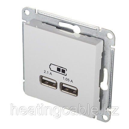 Atlas Design USB розетка А+А, 5В/2,1А,2*5В/1,05А, МЕХАНИЗМ, скрытая установка белый, фото 2