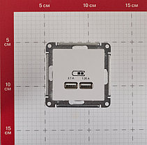 Atlas Design USB розетка А+А, 5В/2,1А,2*5В/1,05А, МЕХАНИЗМ, скрытая установка белый, фото 3