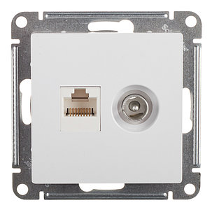 Atlas Design розетка ТВ+комьютерная RJ45, Кат.5Е , МЕХАНИЗМ, скрытая установка белый, фото 2