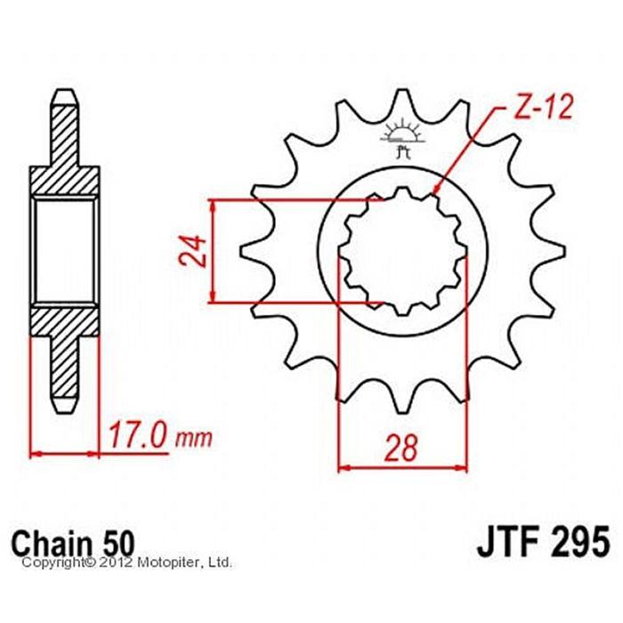 Звезда передняя ведущая JTF295 для мотоцикла, стальная