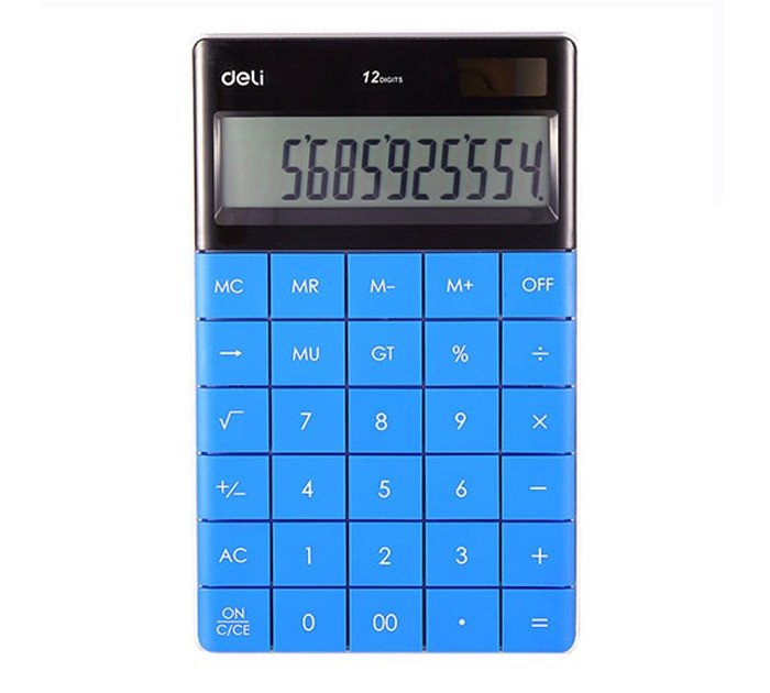 Калькулятор 12 разр. Deli 1589 синий - фото 1 - id-p90764416