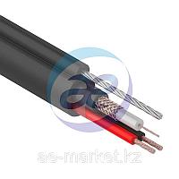 Кабель для видеонаблюдения КВК-П + 2х0,75мм² + ТРОС (7*0,4мм), 305м., черный, OUTDOOR  REXANT