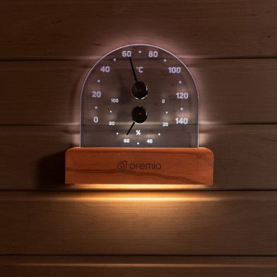 Термогигрометр PREMIO с подсветкой, арт. 635, Термодревесина
