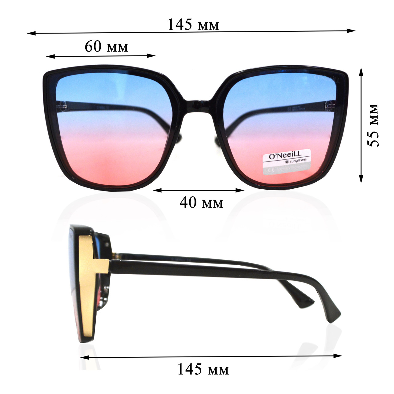 Солнцезащитные очки с голубовато розовыми стеклами UV 400 O'NeeiLL D9105 черные - фото 2 - id-p90790090