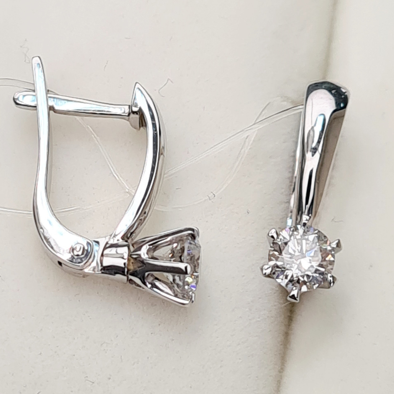 Золотые серьги с бриллиантами 0.60Ct I1/M, EX-Cut
