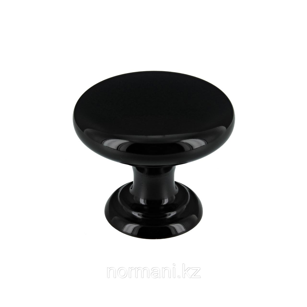 Ручка кнопка диаметр 32 мм, отделка черный матовый, фото 1