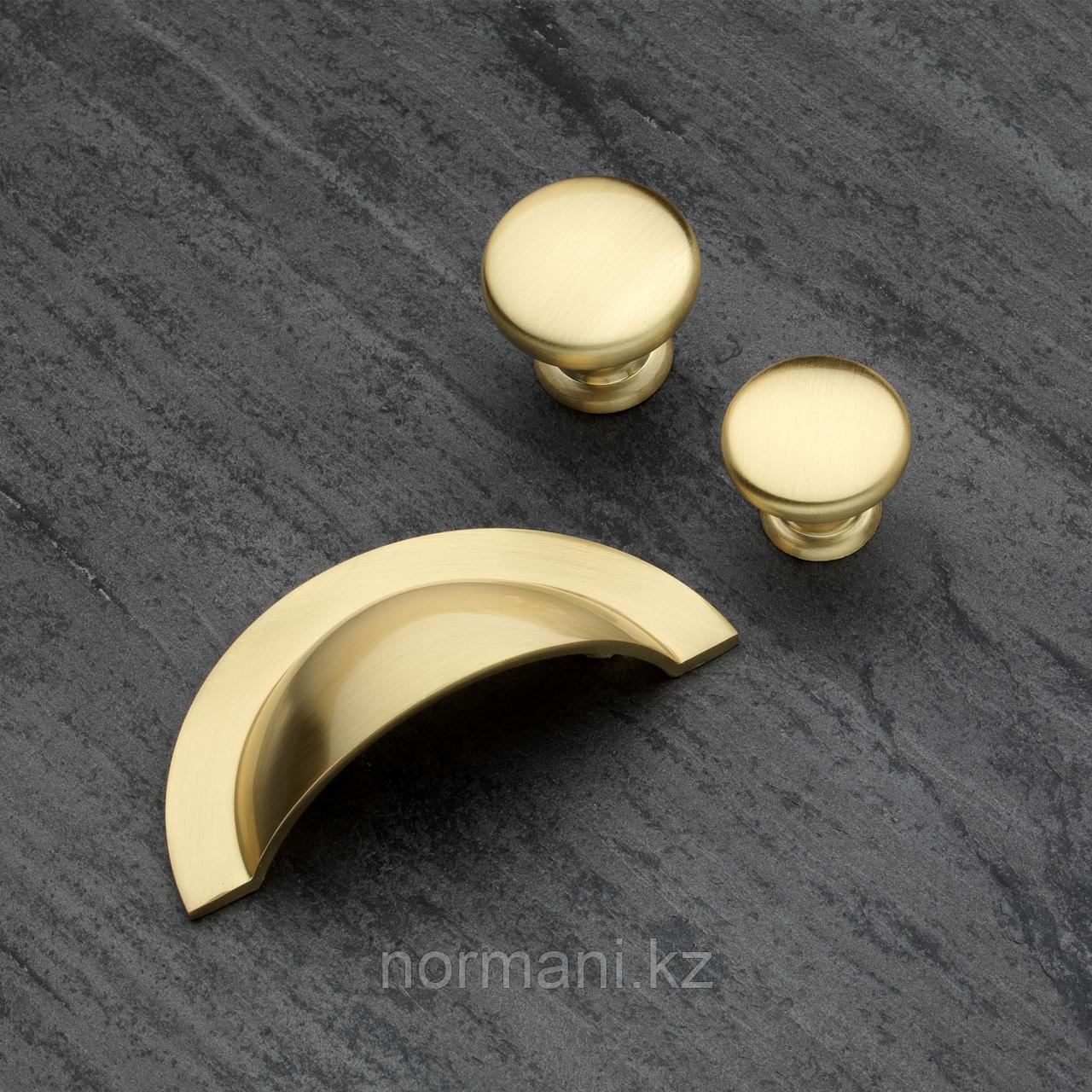 Ручка кнопка диаметр 32 мм, отделка золото матовое, фото 1
