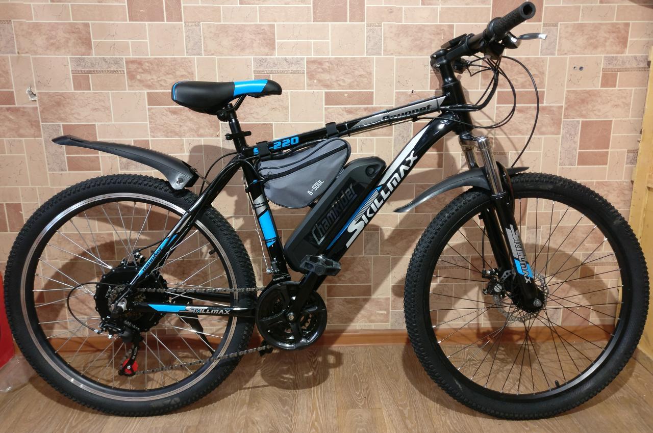 48v 1000w (max 1500 w), MXUS, редукторный, аккум. Li-ion 48v 14,4 A/H. Электровел. Рама 19". Колеса 26".