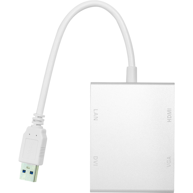 Переходник PowerPlant USB 3.0 - HDMI, DVI, VGA, RJ45 Gigabit Ethernet - фото 1 - id-p90793873