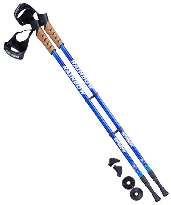 Палки для скандинавской ходьбы Rainbow, 77-135 см, 2-секционные, синий/голубой Berger