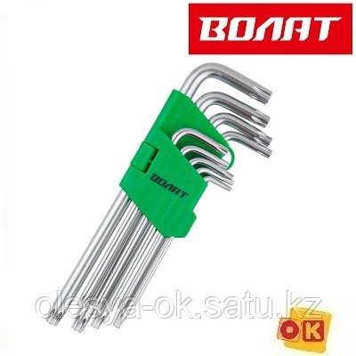 Набор ключей Torx T10-T50 9шт удлиненных ВОЛАТ 11020-09, фото 2