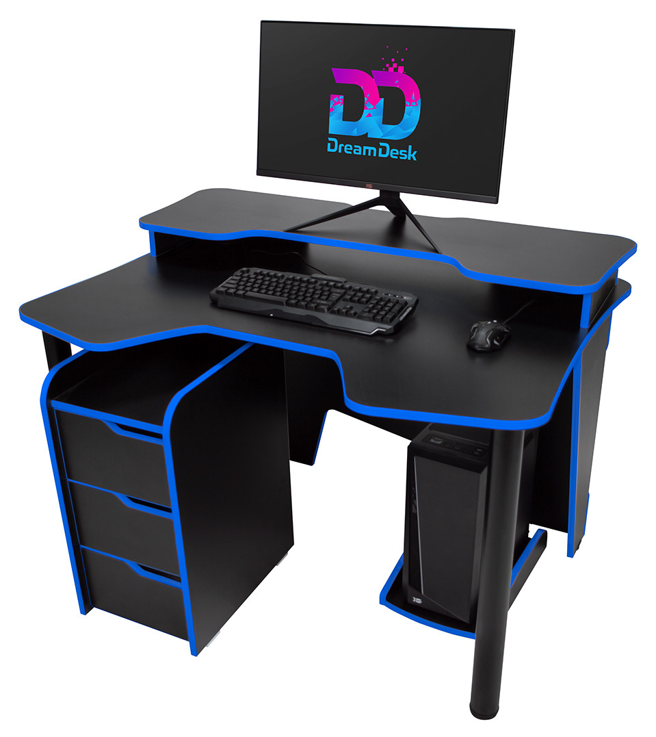 Стол DreamDesk ARENA-BLACK/BLUE - фото 1 - id-p82881663