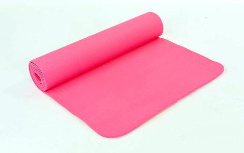 Коврик для занятий йогой и фитнесом в чехле YOGA MAT [6 мм; 1 кг] (Розовый)