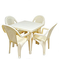 Садовый стол с 4 стульями Ddstyle бежевые