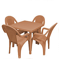 Садовый стол с 4 стульями Ddstyle коричневые