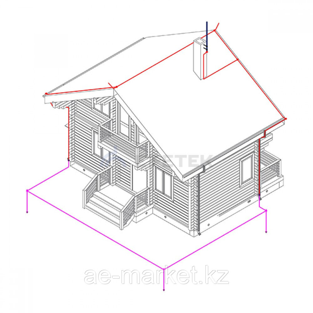 Комплект молниезащиты частного дома MZ – 8 Б для бетонного фасада, оцинк.