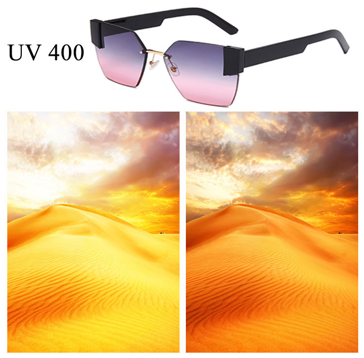 Солнцезащитные очки с фиолетово розовыми стеклами с широкой черной дужкой UV 400 2203 - фото 7 - id-p90818319