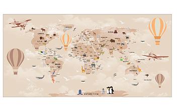 Фотообои карта мира бежевая