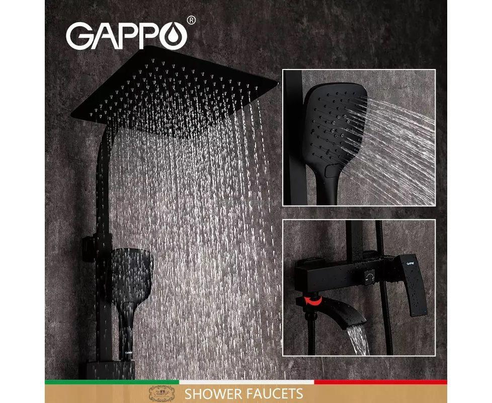 Душевая стойка Gappo со смесителем. черный цвет