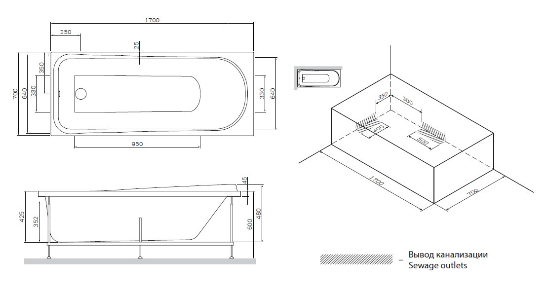 Панель фронтальная для ванны Am-Pm Like А0 150х70 см. (W80A-150-070W-P Like) - фото 2 - id-p90828934