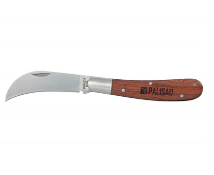 Нож садовый, 170 мм, складной, изогнутое лезвие, деревянная рукоятка Palisad, фото 2
