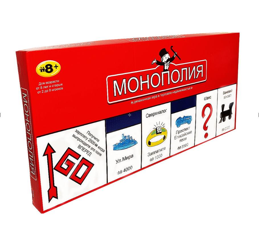 Настольная игра монополия в торговлю недвижимостью для всей семьи на русском языке (до 8 игроков) - фото 1 - id-p90858159